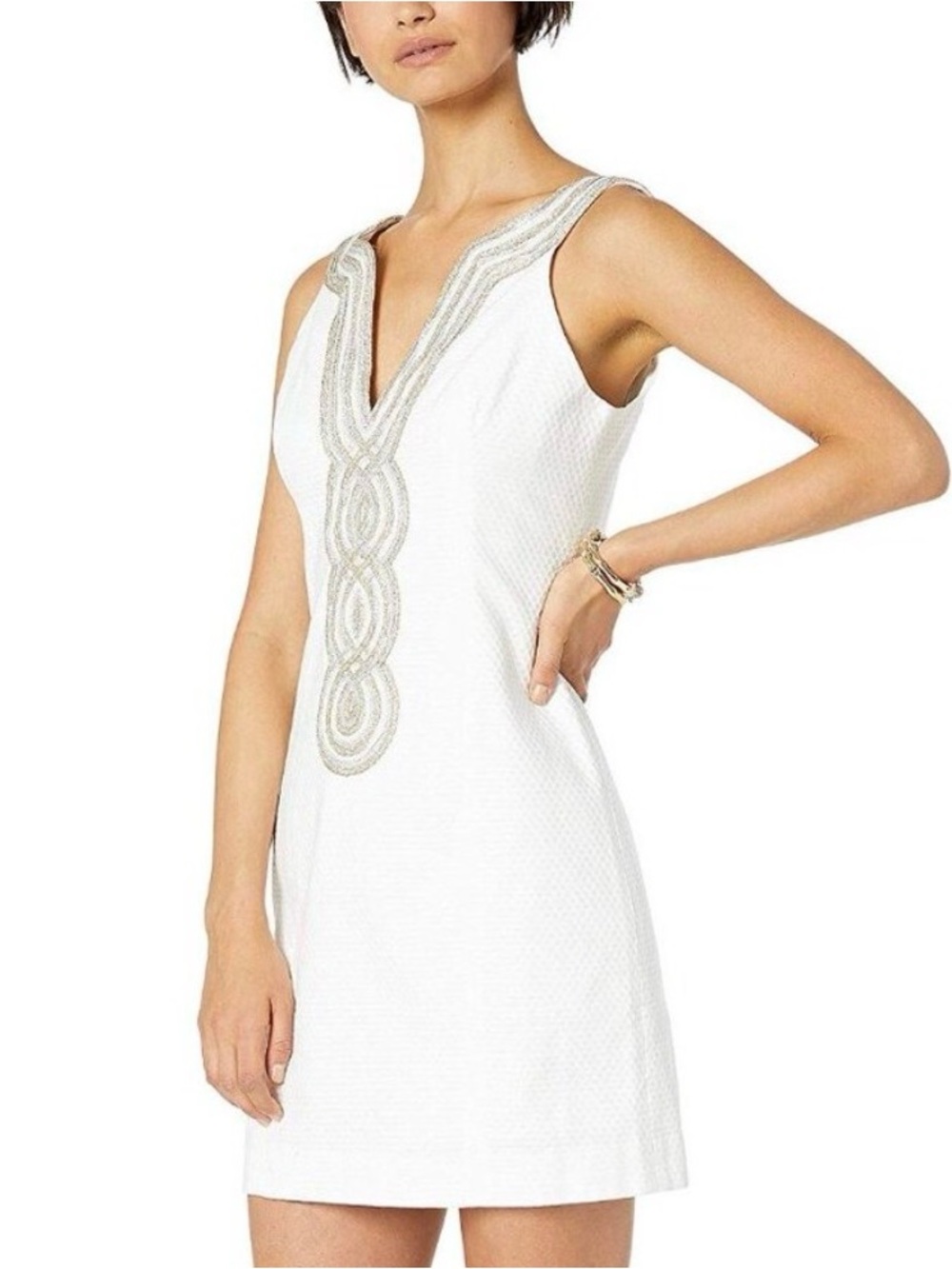 EUC Lilly Pulitzer Valli Shift Dress White Gold 00